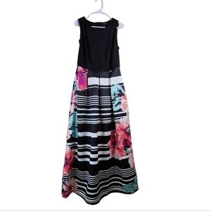 Sangria Long Sleeveless Floral Dress Plus Size 14